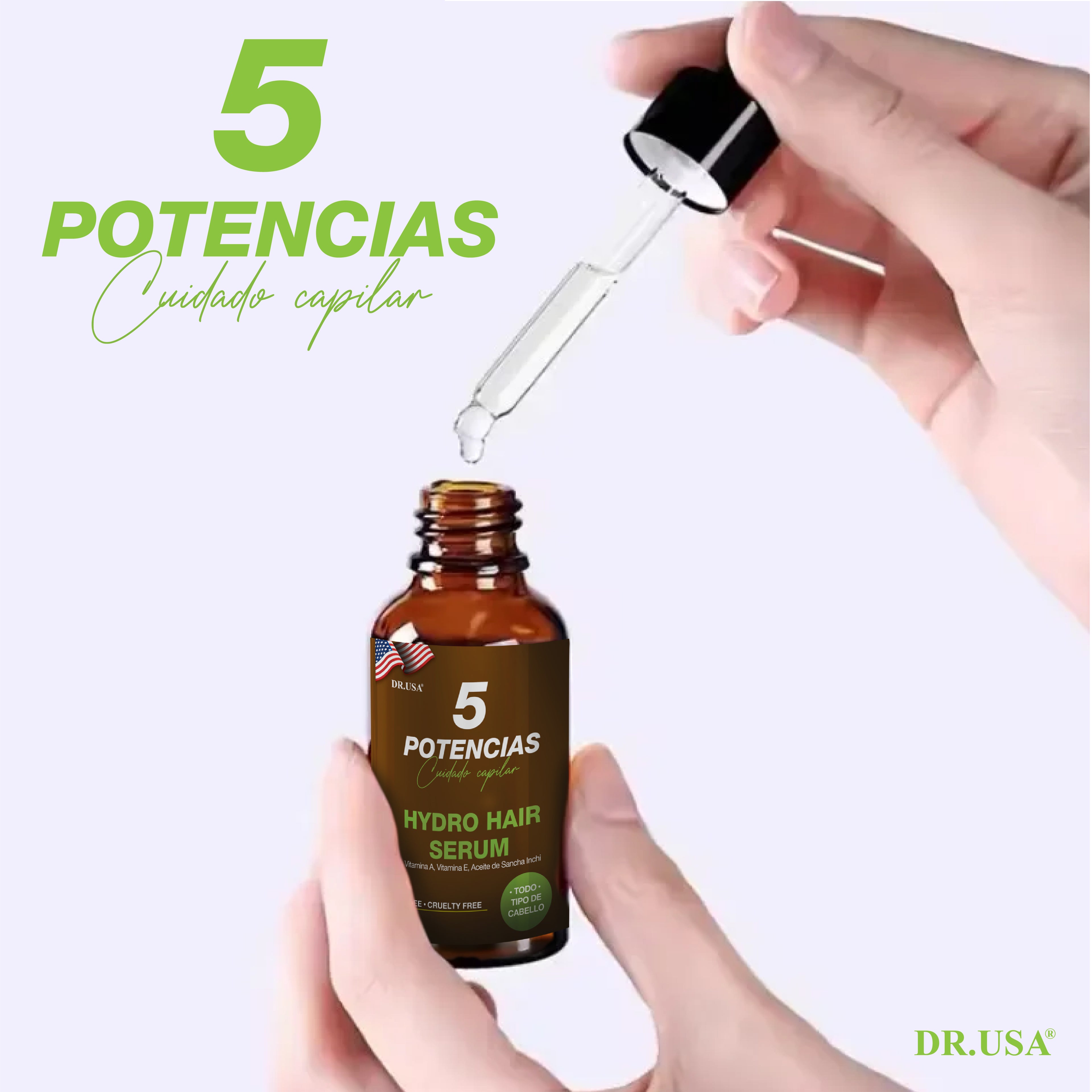 Envase del sérum capilar 5 Potencias sin enjuague