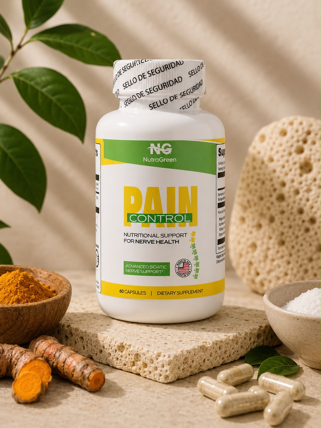 Imagen original del proveedor: Pain Control · NutraGreen, 60 cápsulas