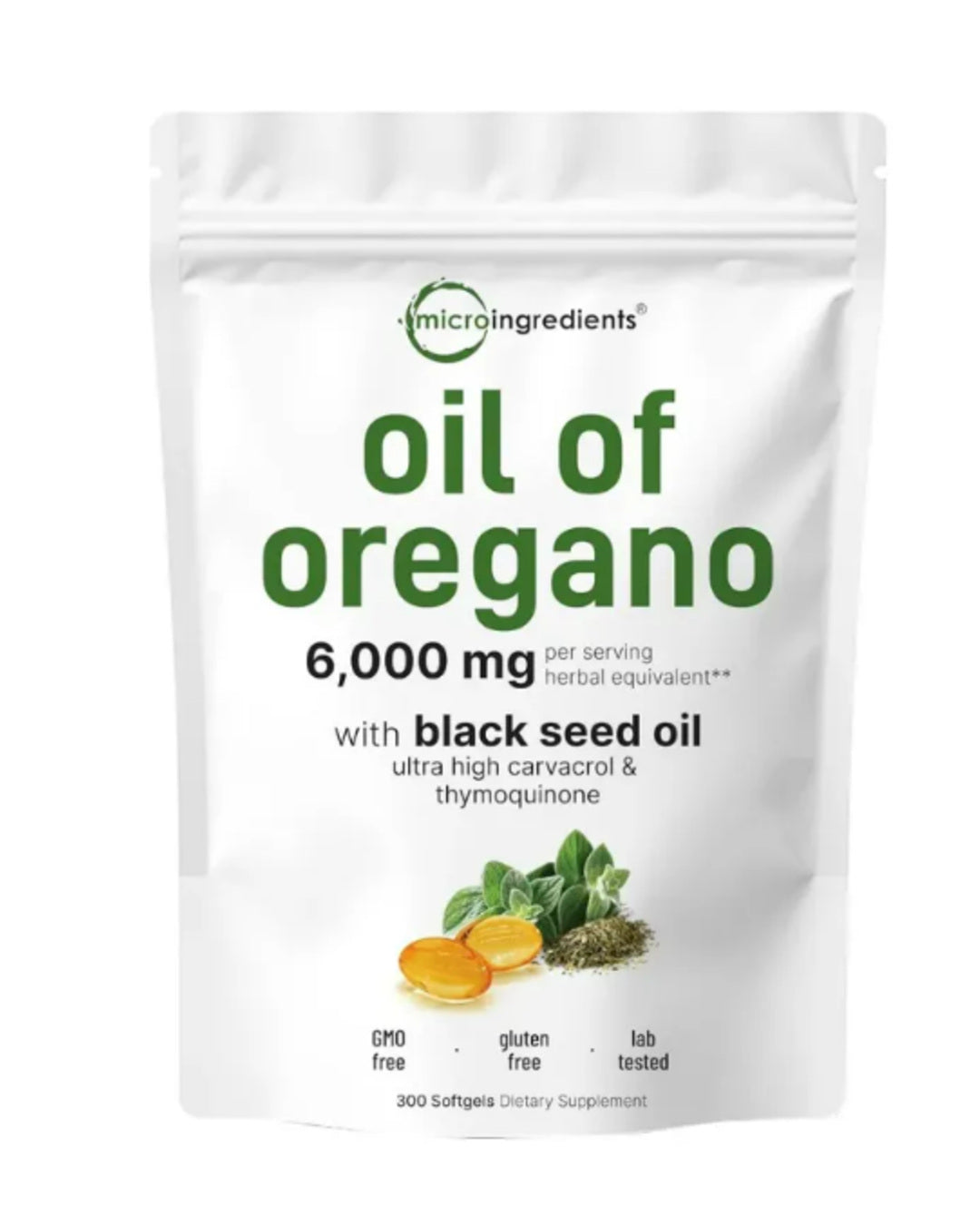 Aceite de orégano etiqueta real frontal