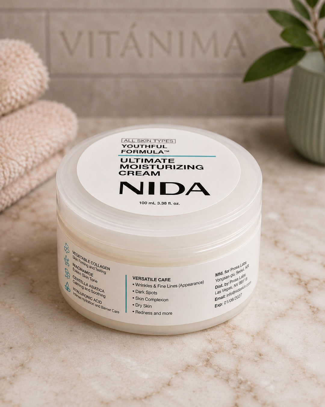 Crema NIDA en estación de cuidado facial VITÁNIMA