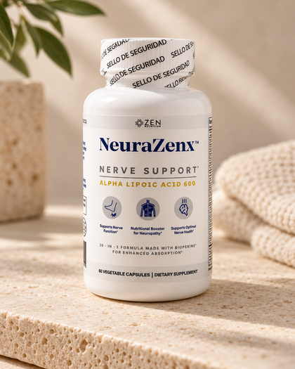 Nerve Support · NeuraZenx sobre una superficie de piedra clara