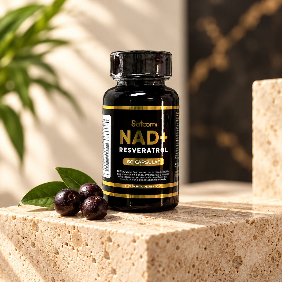 Satoomi NAD+ Resveratrol en estación de producto Vitánima