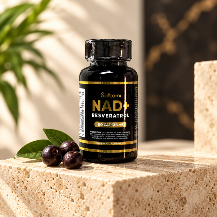 Satoomi · NAD+ y Resveratrol · Complemento alimentario en cápsulas