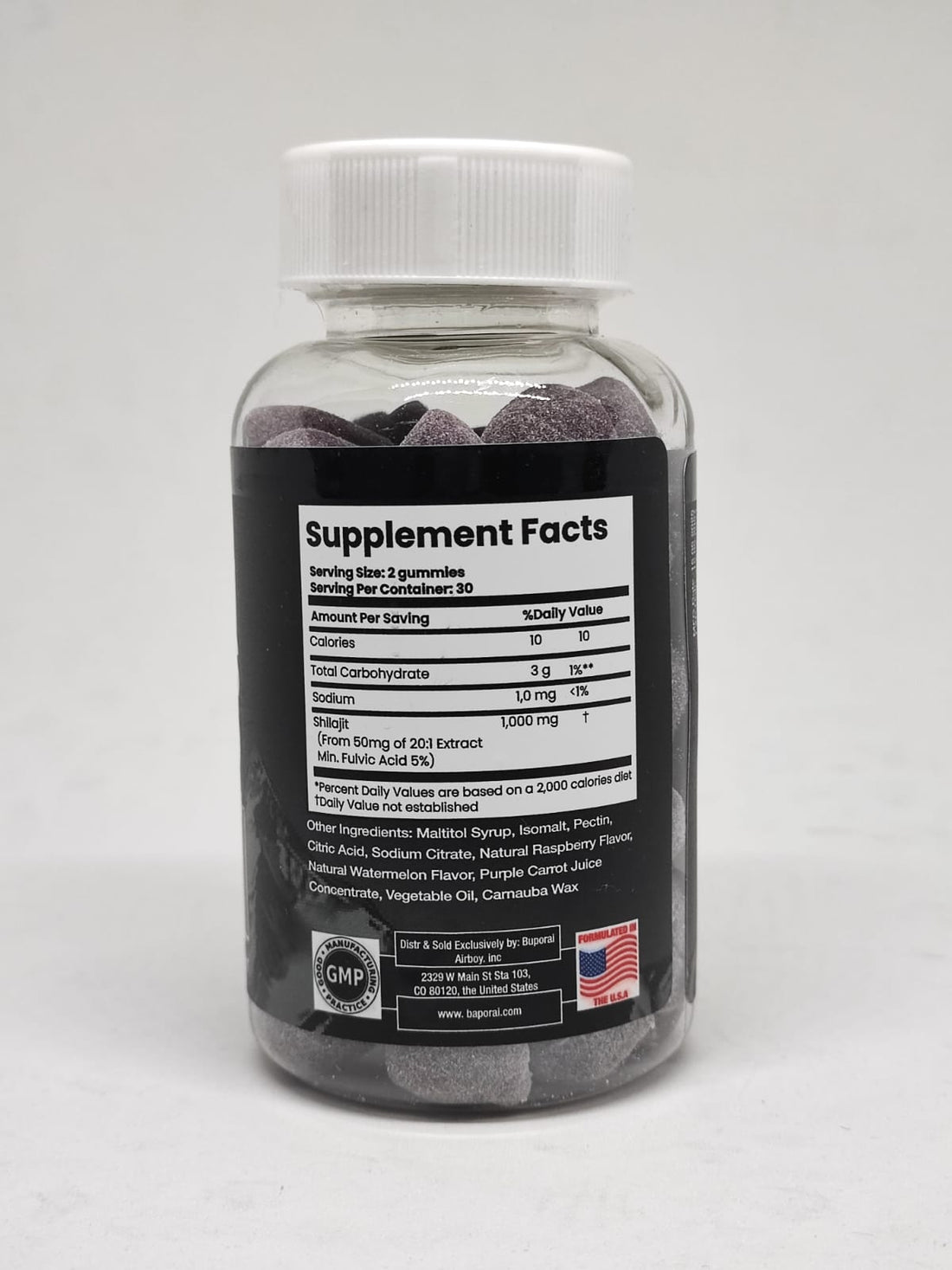 Ingredientes y tabla de composición de las gomitas de Shilajit