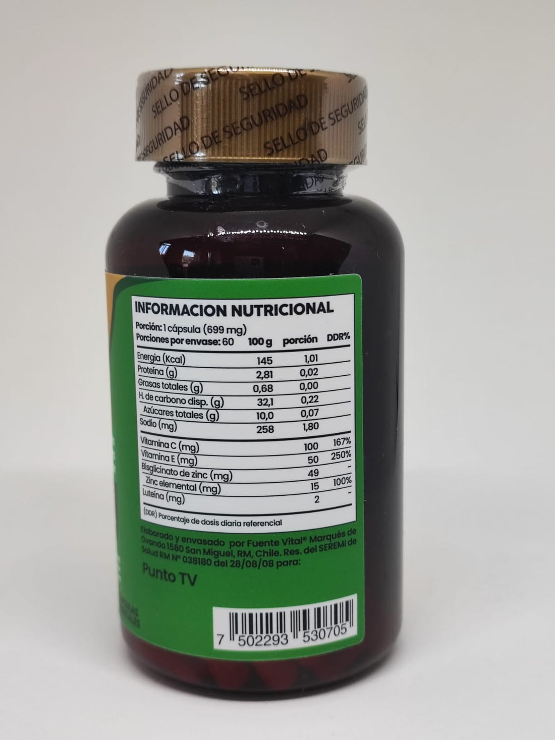 Tabla nutricional del envase Zooone